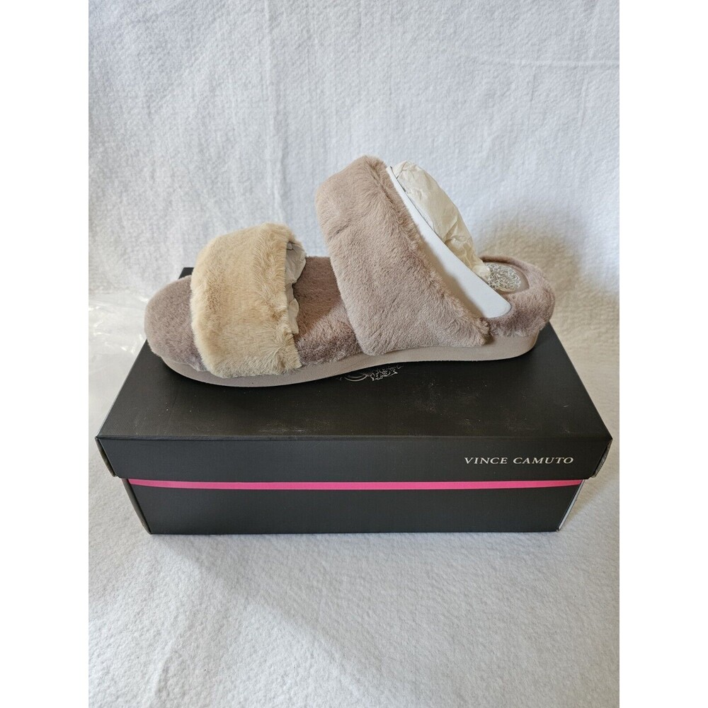 Vince Camuto Turtledove Faux Fuzzy Fur Like Slides Slippers Amaida Size 40 10M